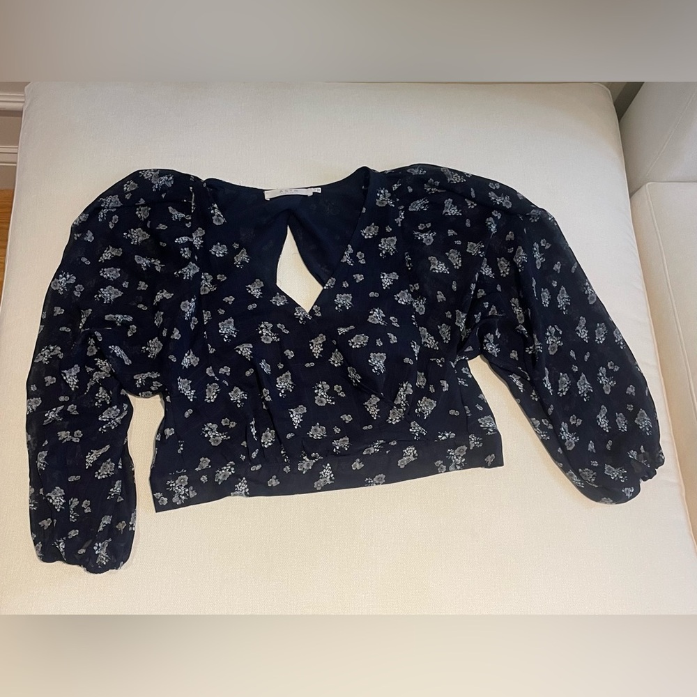 Astr Navy Floral Blouse